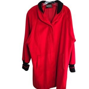 Portrait Women's Red Coat Large L Wool Cuff Misses Size 12 14 Jacket
